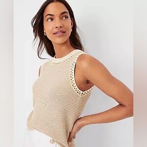 Ann Taylor Crochet Halter Shell Top in the color "Camel Multi".